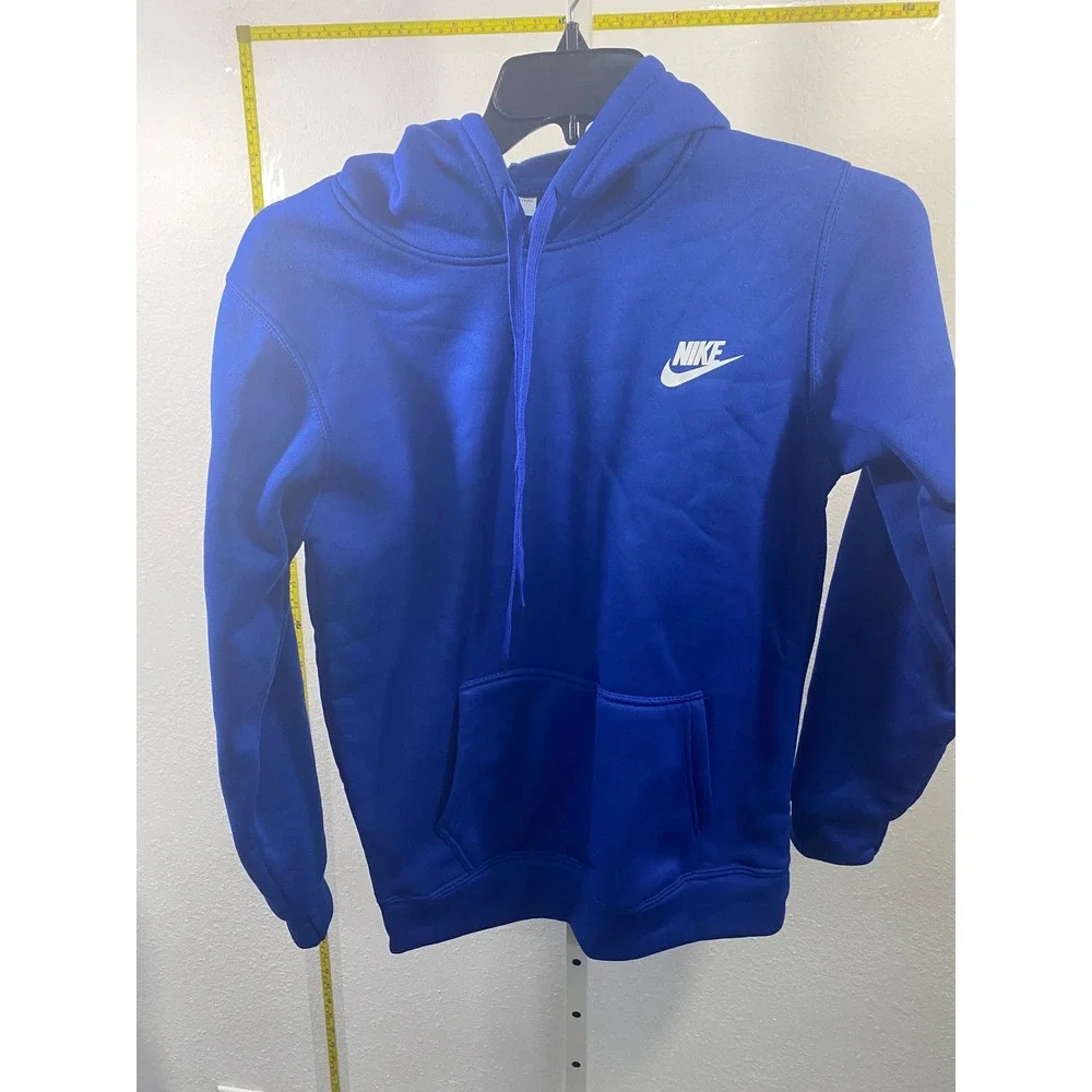 Nike Mens Sportswear Club Fleece Hoodie Royal Blue Pullover Sweatshirt Small